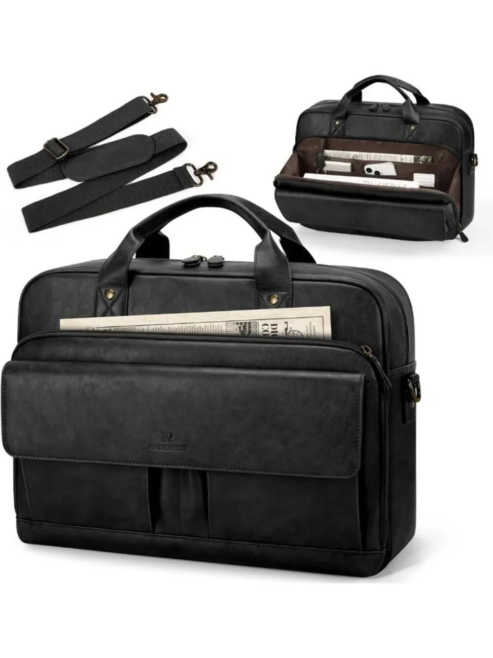 Stylish PU Leather Messenger Bag for Men - 15.6